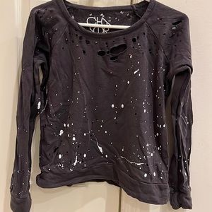 Chasor sweatshirt. Splatter painted, distressed & studded sweatshirt. Size XS